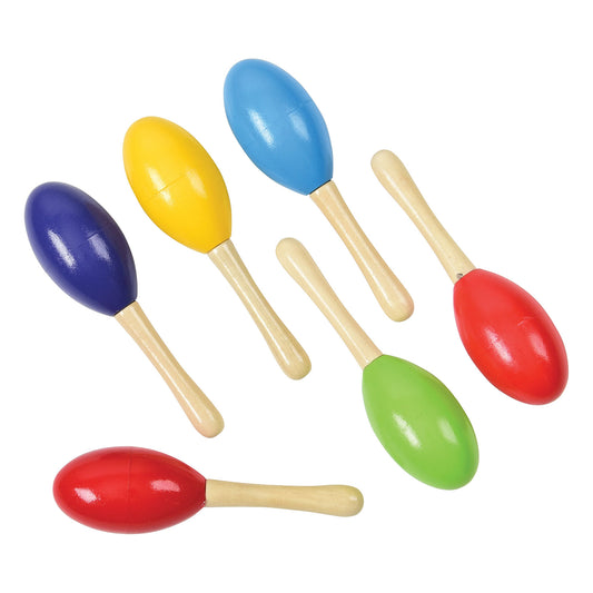 Wooden Mini Maracas - 5 Inch - 12 Count