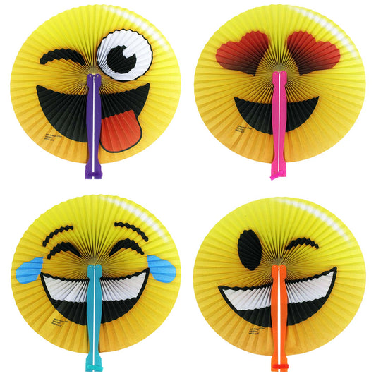 Emoji Folding Fans - 12 Count